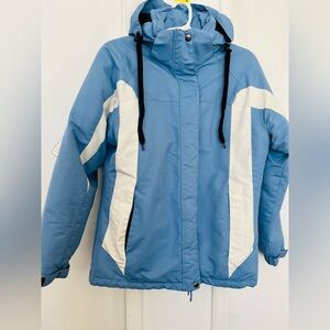 Light Blue & White Hooded Winter  women’s Jacket size L
